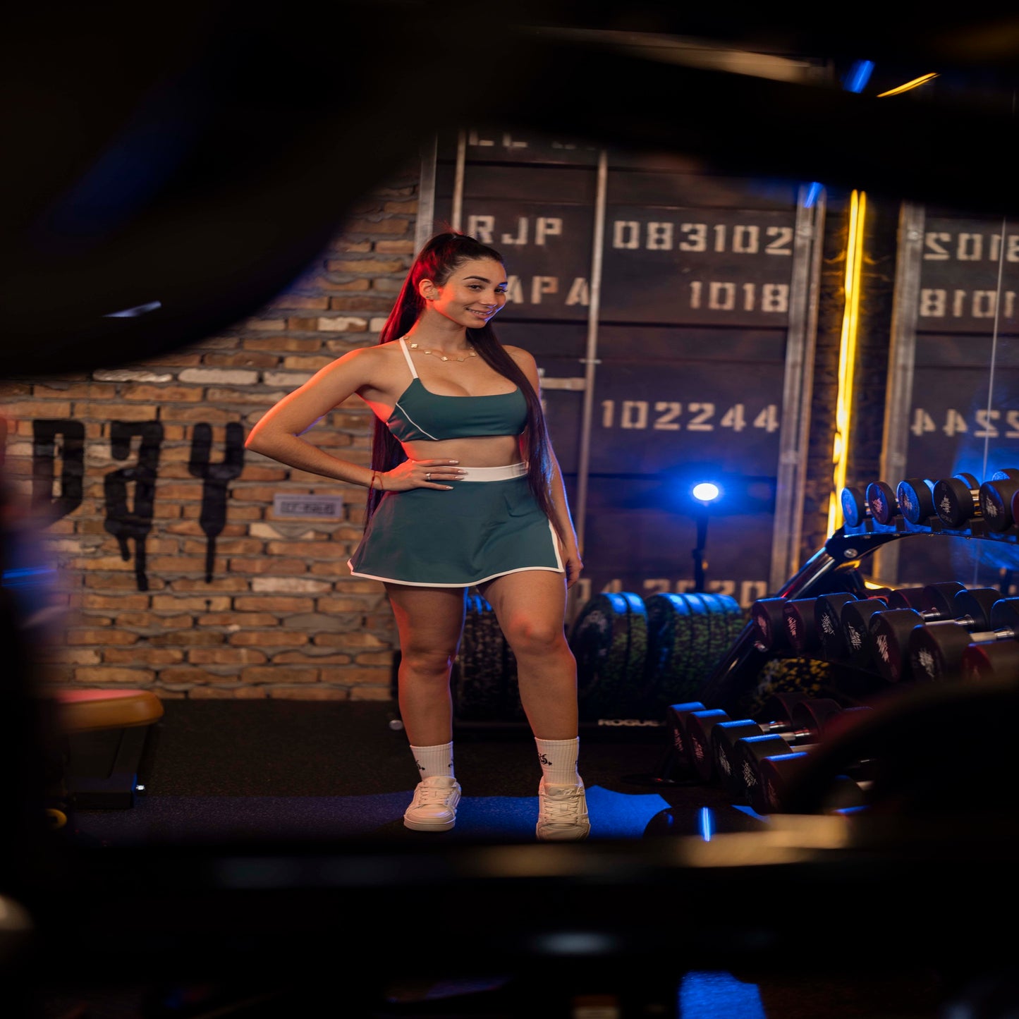 Conjunto de set verde oscuro falda